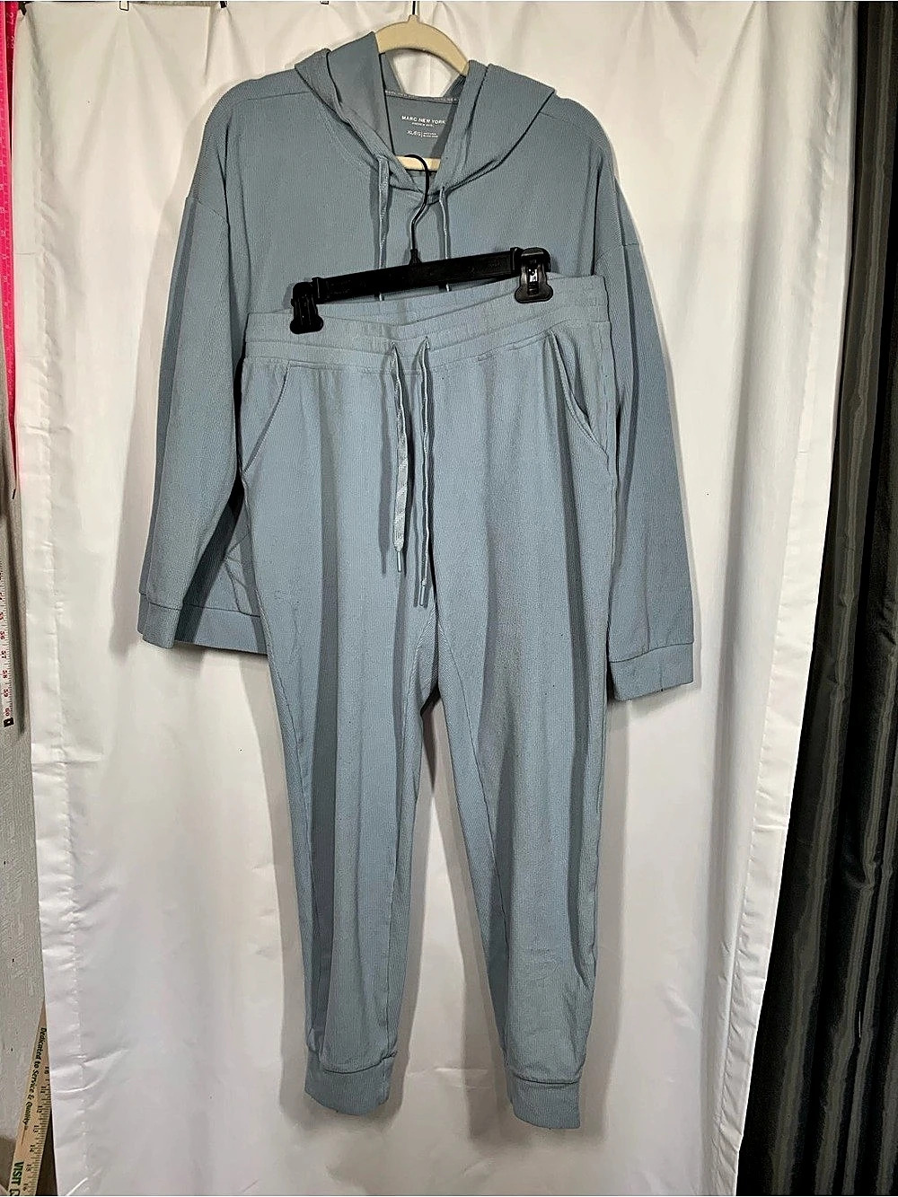 Marc New York Ribbed Hoodie Jogger lounging Set in Blue Size XL